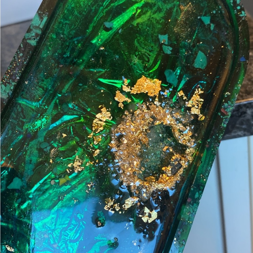 Emerald Green Gold Catchall Tray (handmade)